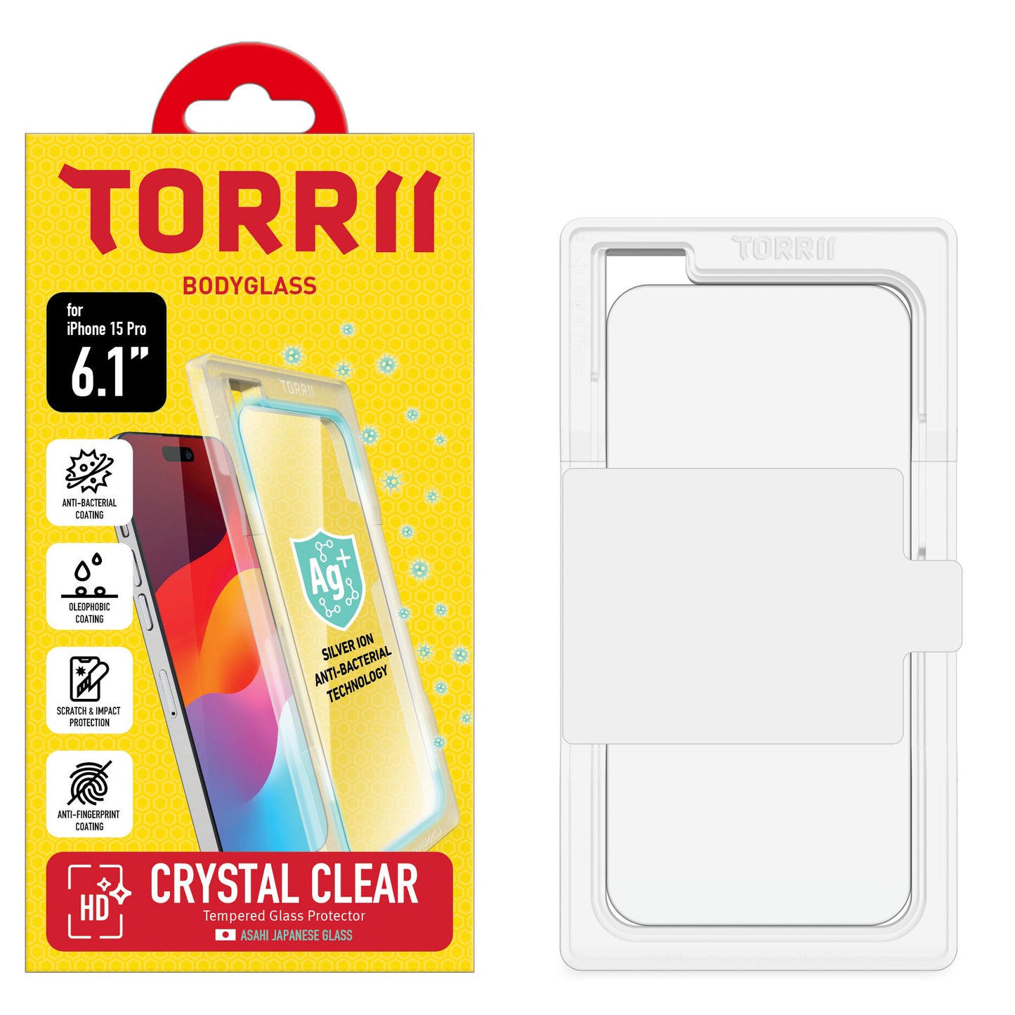 Torrii BODYGLASS 抗菌塗層玻璃保護貼 for iPhone 15 Pro