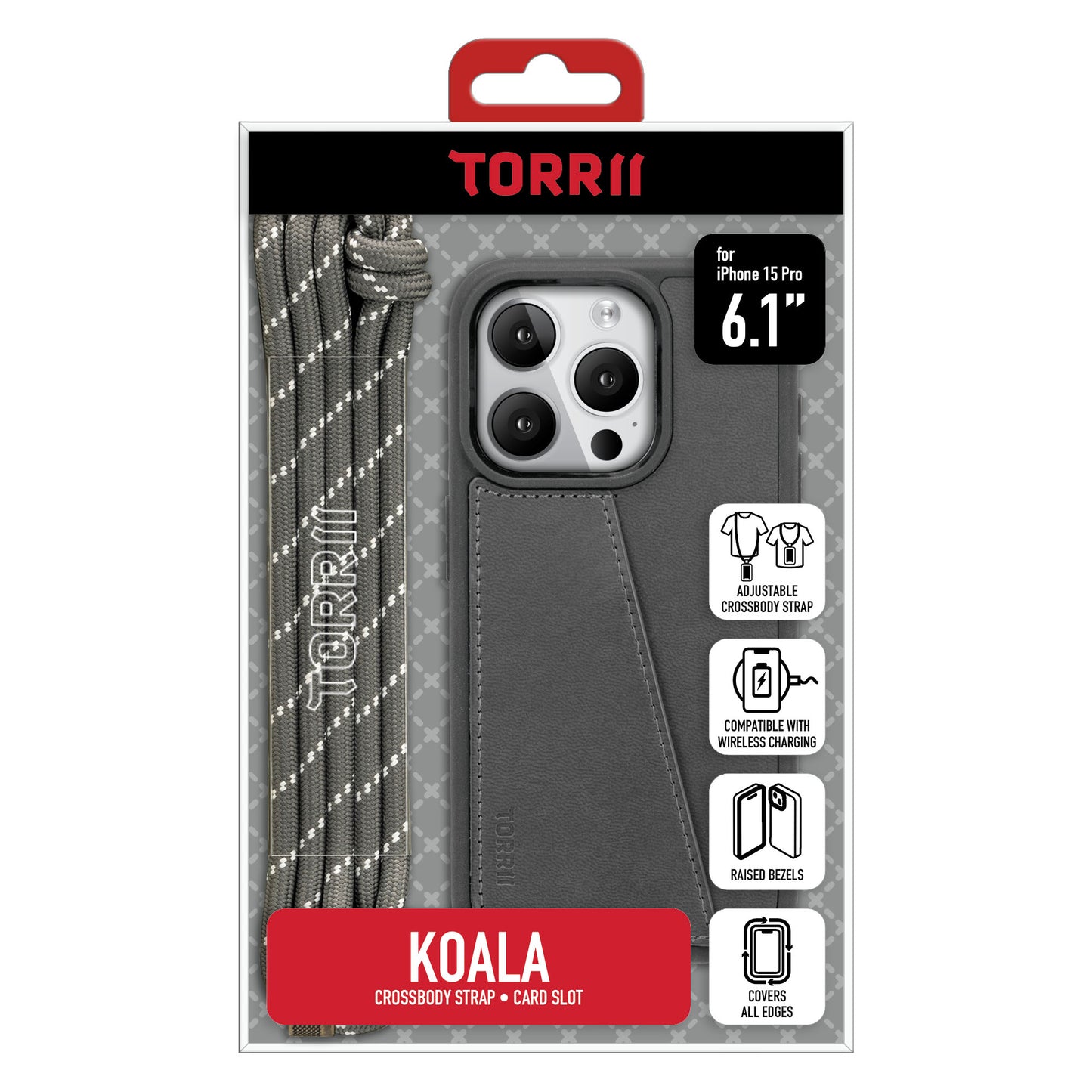 Torrii KOALA 皮革保護套 for iPhone 15 Pro (灰色)