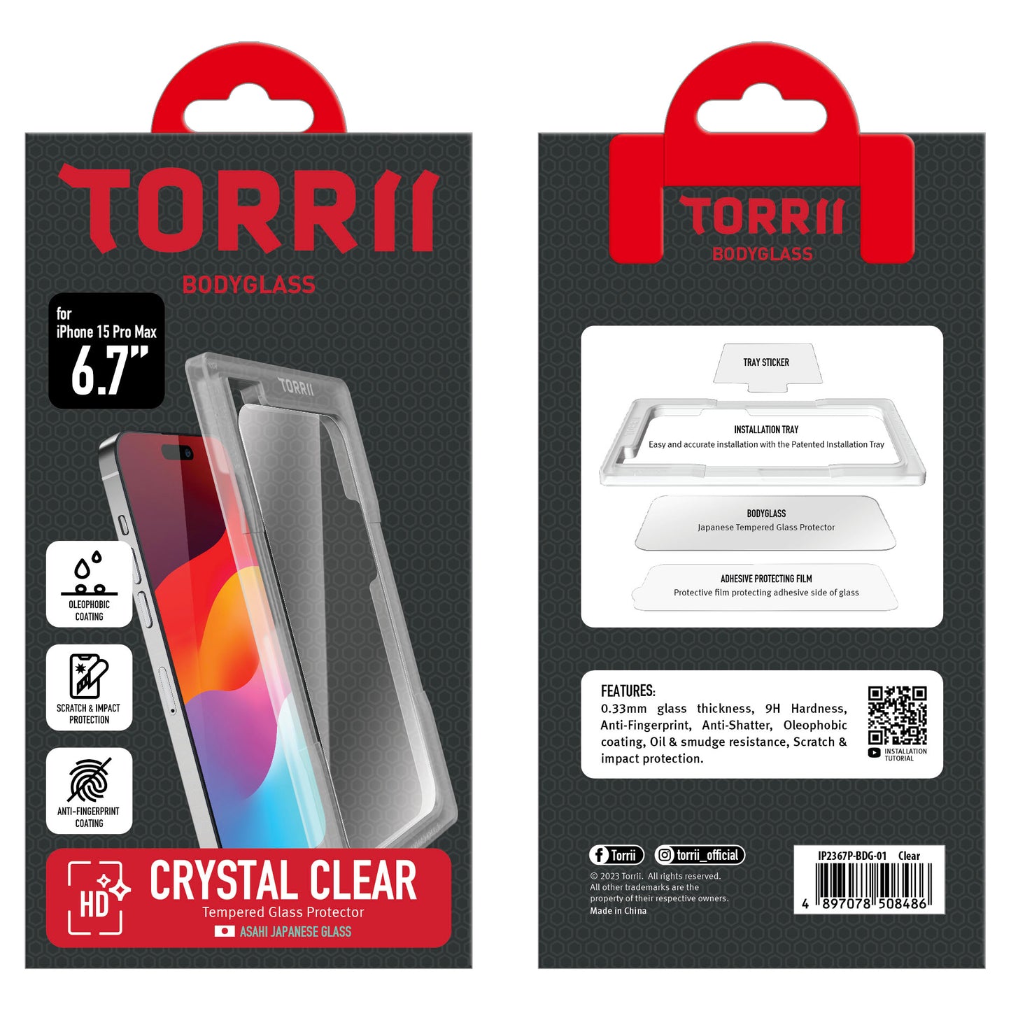Torrii BODYGLASS 玻璃保護貼 for iPhone 15 Pro Max