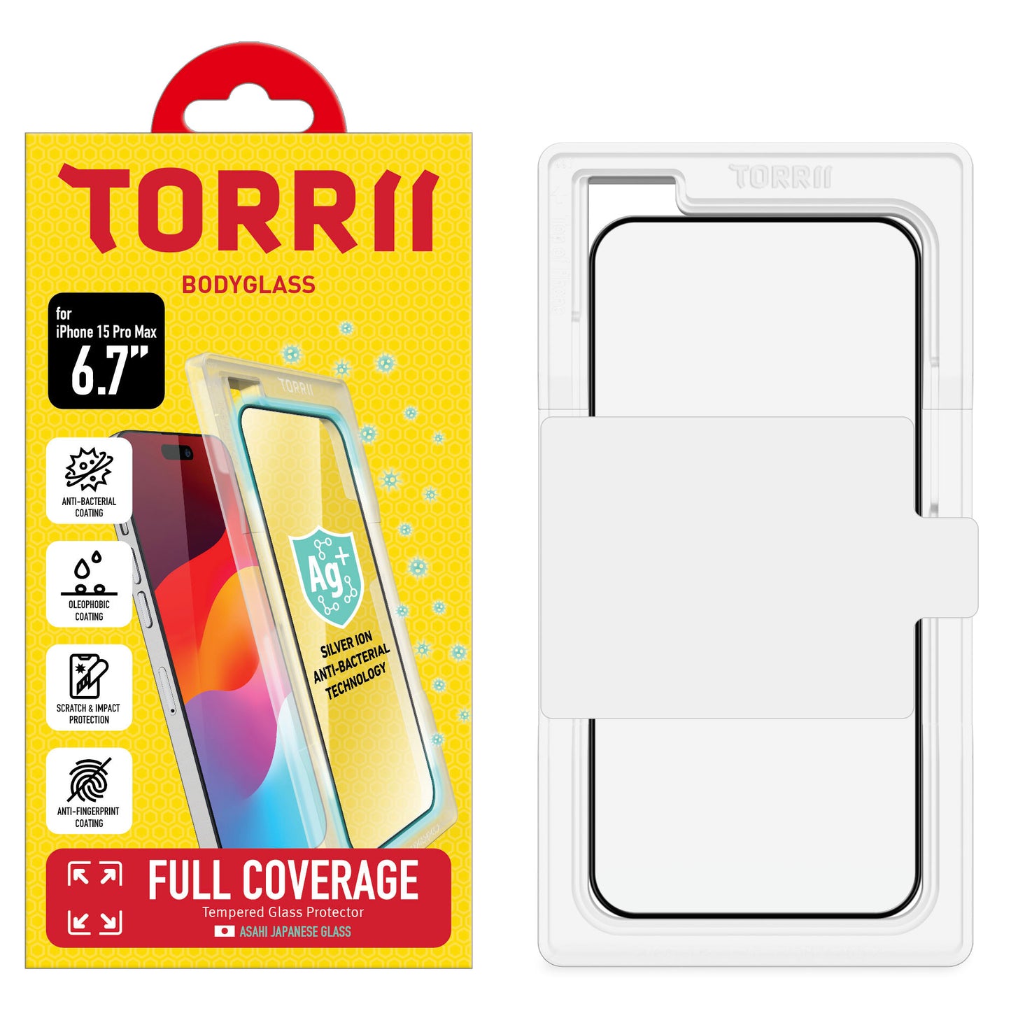 Torrii BODYGLASS 抗菌塗層全覆蓋玻璃保護貼 for iPhone 15 Pro Max