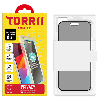 Torrii BODYGLASS 抗菌塗層防窺玻璃保護貼 for iPhone 15 Pro Max