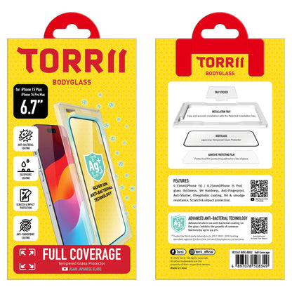 Torrii BODYGLASS 抗菌塗層全覆蓋玻璃保護貼 for iPhone 15 Plus