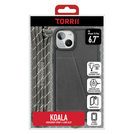 Torrii KOALA 皮革保護套 for iPhone 15 Plus (灰色)