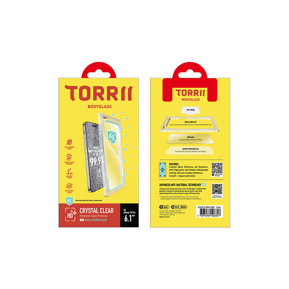 Torrii BODYGLASS 抗菌塗層玻璃保護貼 (for iPhone 14 系列)