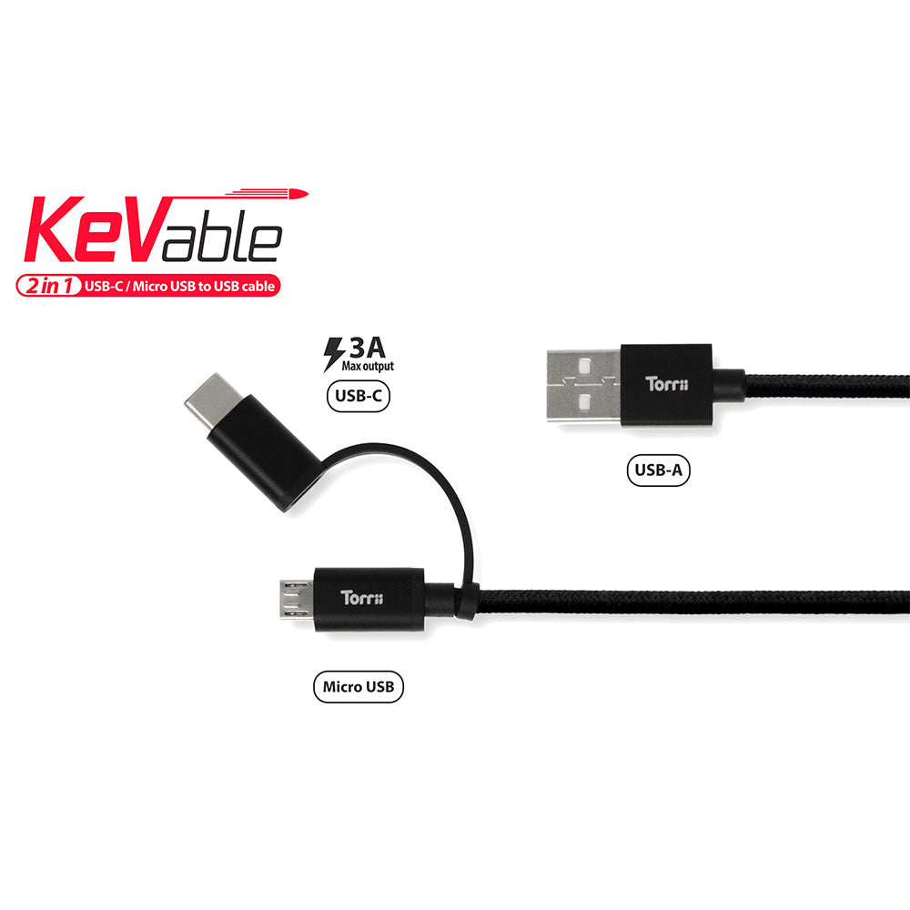 【免費送貨】Torrii KeVable 2 in 1 USB-C / Micro USB 傳輸充電線 (1M) - anlander 好貨加 - 香港